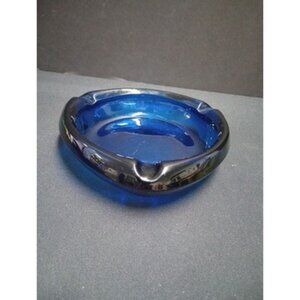 Vintage Cobalt Blue Viking Bluenique Triangular Ashtray
